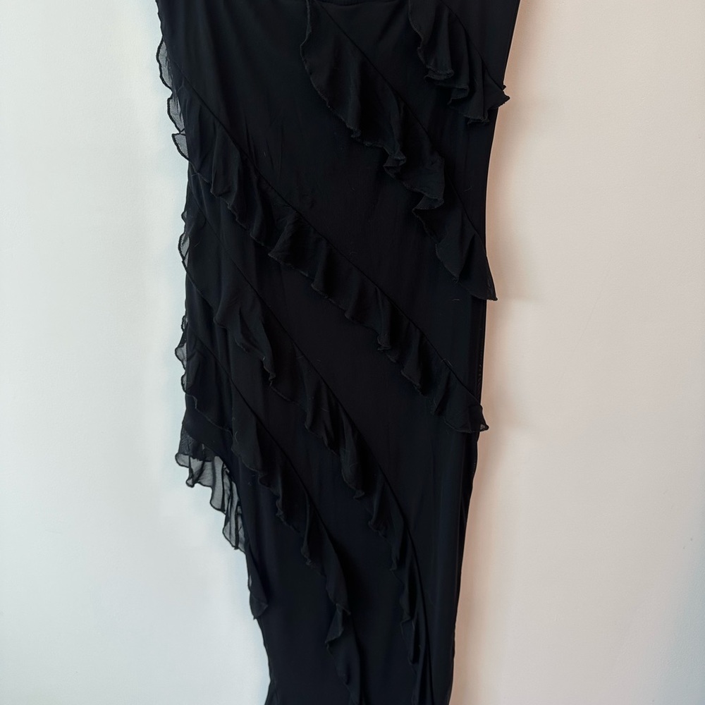 Black ruffle dress with slit